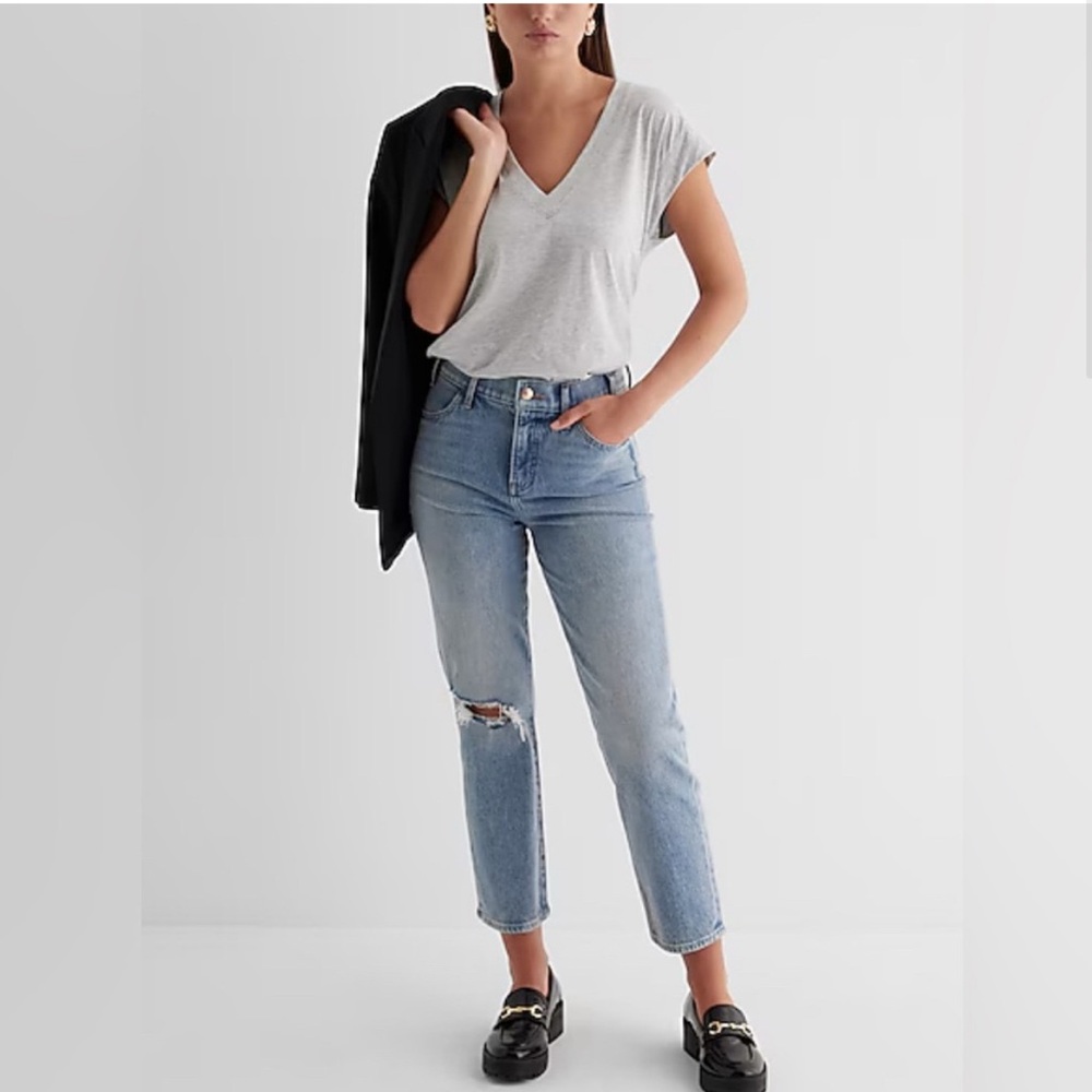 Express Light Blue Straight Leg Jeans